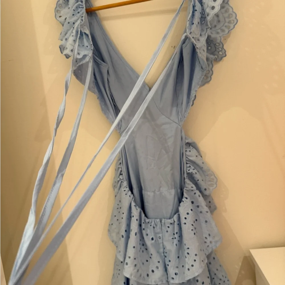 Eyelet Blue Ruffle Dress - Picture 5 of 5
